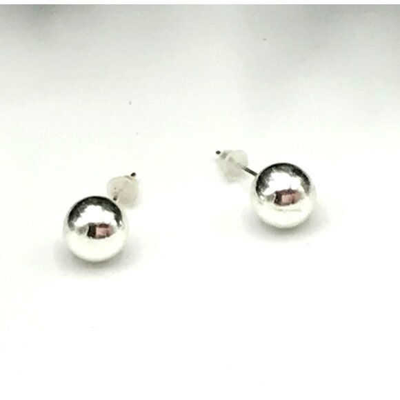 Vintage Sterling Silver Ball Stud Earrings - Picture 1 of 2